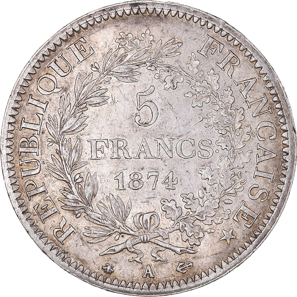 Coin, France, Hercule, 5 Francs, 1874, Paris, EF(40-45), Silver, KM:820.1