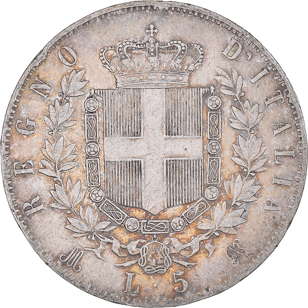 Coin, Italy, Vittorio Emanuele II, 5 Lire, 1875, Milan, VF(30-35), Silver