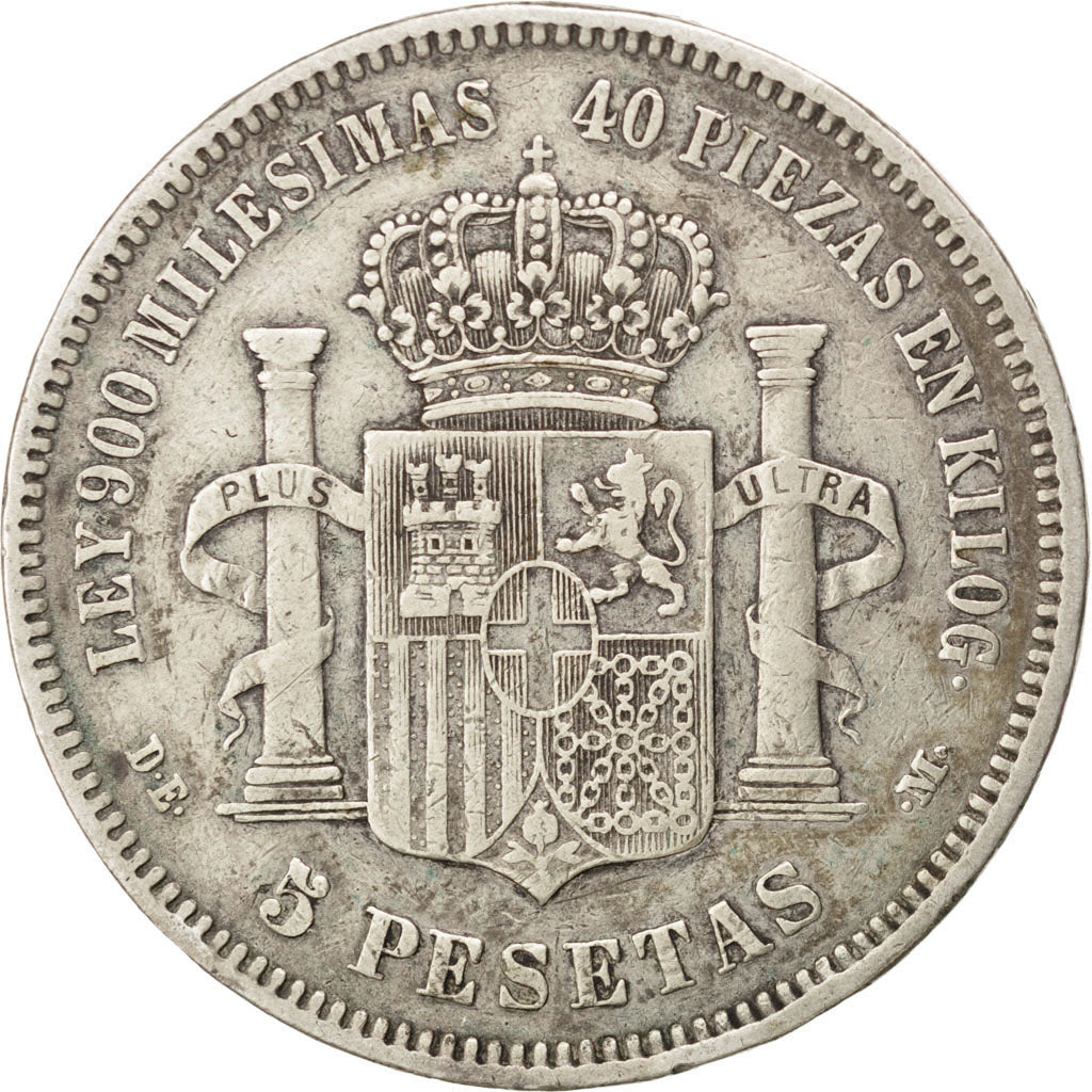 Spagna, Amadeao I, 5 Pesetas, 1871, MB+, Argento, KM:666