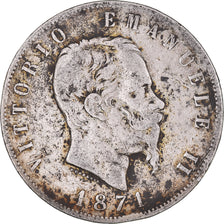 Coin, Italy, Vittorio Emanuele II, 5 Lire, 1871, Milan, VF(20-25), Silver