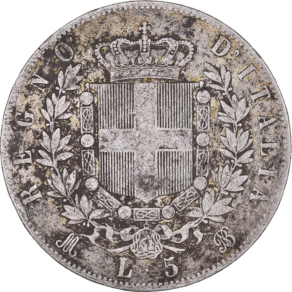 Coin, Italy, Vittorio Emanuele II, 5 Lire, 1871, Milan, VF(20-25), Silver