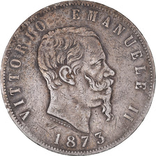 Monnaie, Italie, Vittorio Emanuele II, 5 Lire, 1873, Milan, TB, Argent, KM:8.3