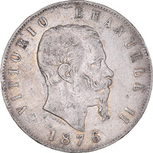 Monnaie, Italie, Vittorio Emanuele II, 5 Lire, 1876, Rome, TB+, Argent, KM:8.4