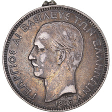 Coin, Greece, George I, 5 Drachmai, 1876, Paris, VF(30-35), Silver, KM:46
