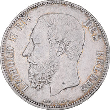 Coin, Belgium, Leopold II, 5 Francs, 5 Frank, 1867, Brussels, Point après F
