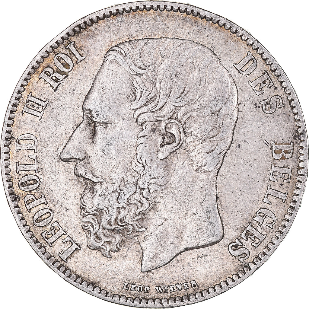 Coin, Belgium, Leopold II, 5 Francs, 5 Frank, 1868, EF(40-45), Silver, KM:24