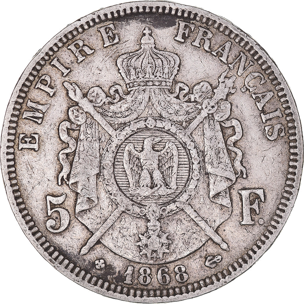 Monnaie, France, Napoleon III, 5 Francs, 1868, Strasbourg, TB+, Argent