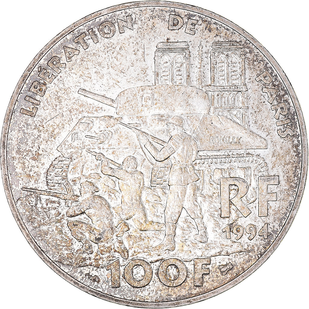 Münze, Frankreich, Libération de Paris, 100 Francs, 1994, SS+, Silber