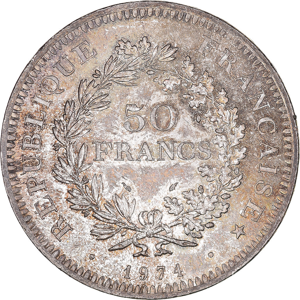 Coin, France, Hercule, 50 Francs, 1974, Paris, MS(63), Silver, KM:941.1