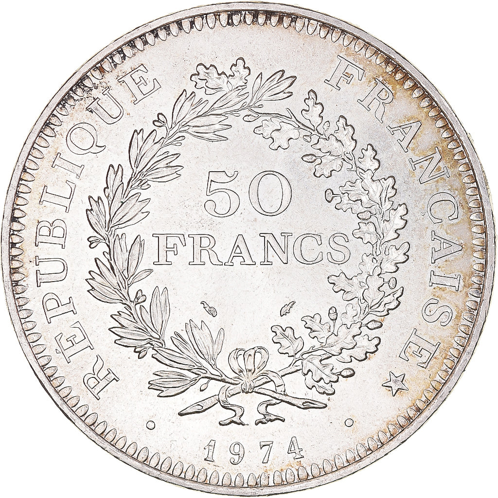 Coin, France, Hercule, 50 Francs, 1974, Paris, MS(63), Silver, KM:941.1