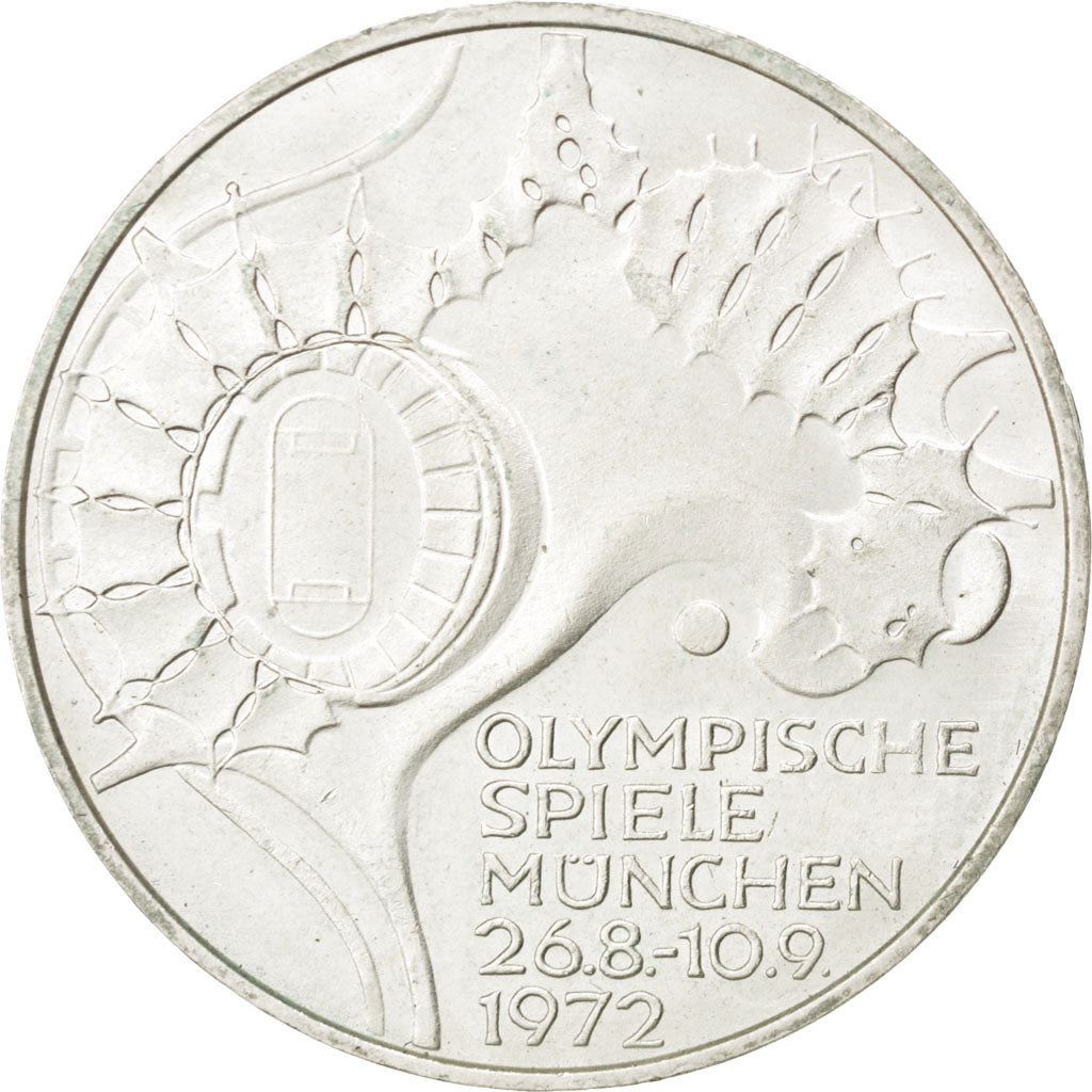 Monnaie, République fédérale allemande, 10 Mark, 1972, Karlsruhe, SUP