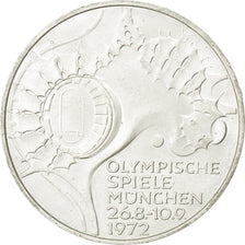 Münze, Bundesrepublik Deutschland, 10 Mark, 1972, Karlsruhe, VZ, Silber, KM:133