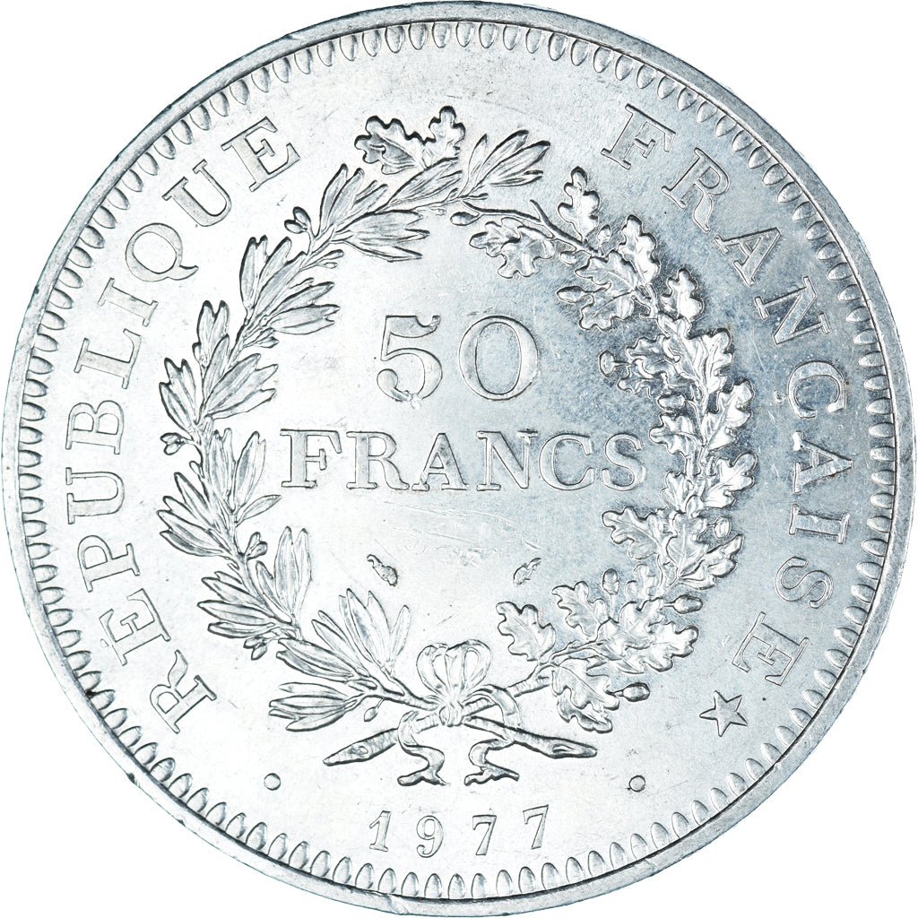 Coin, France, Hercule, 50 Francs, 1977, Paris, MS(63), Silver, KM:941.1