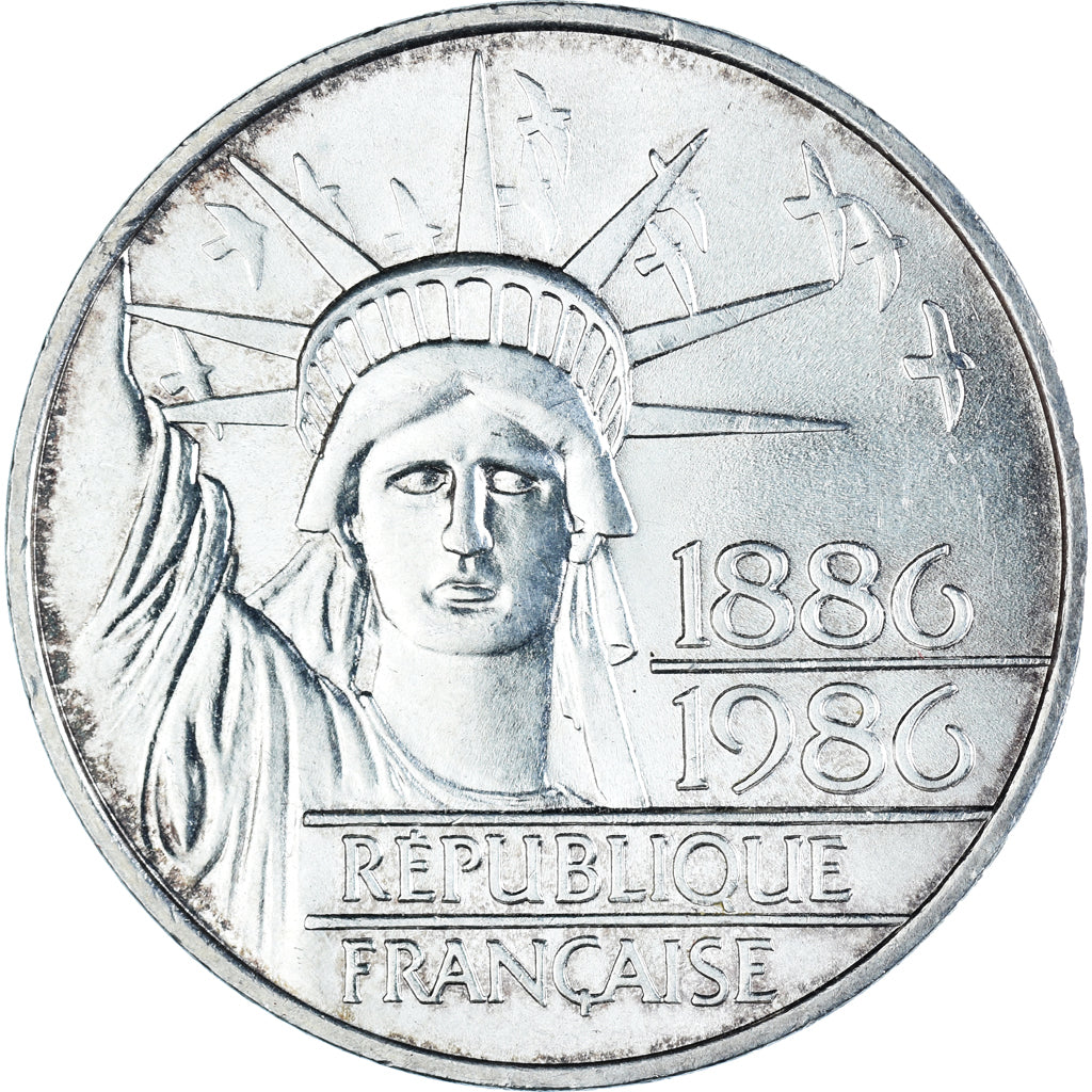Coin, France, Statue de la Liberté, 100 Francs, 1986, MS(60-62), Silver