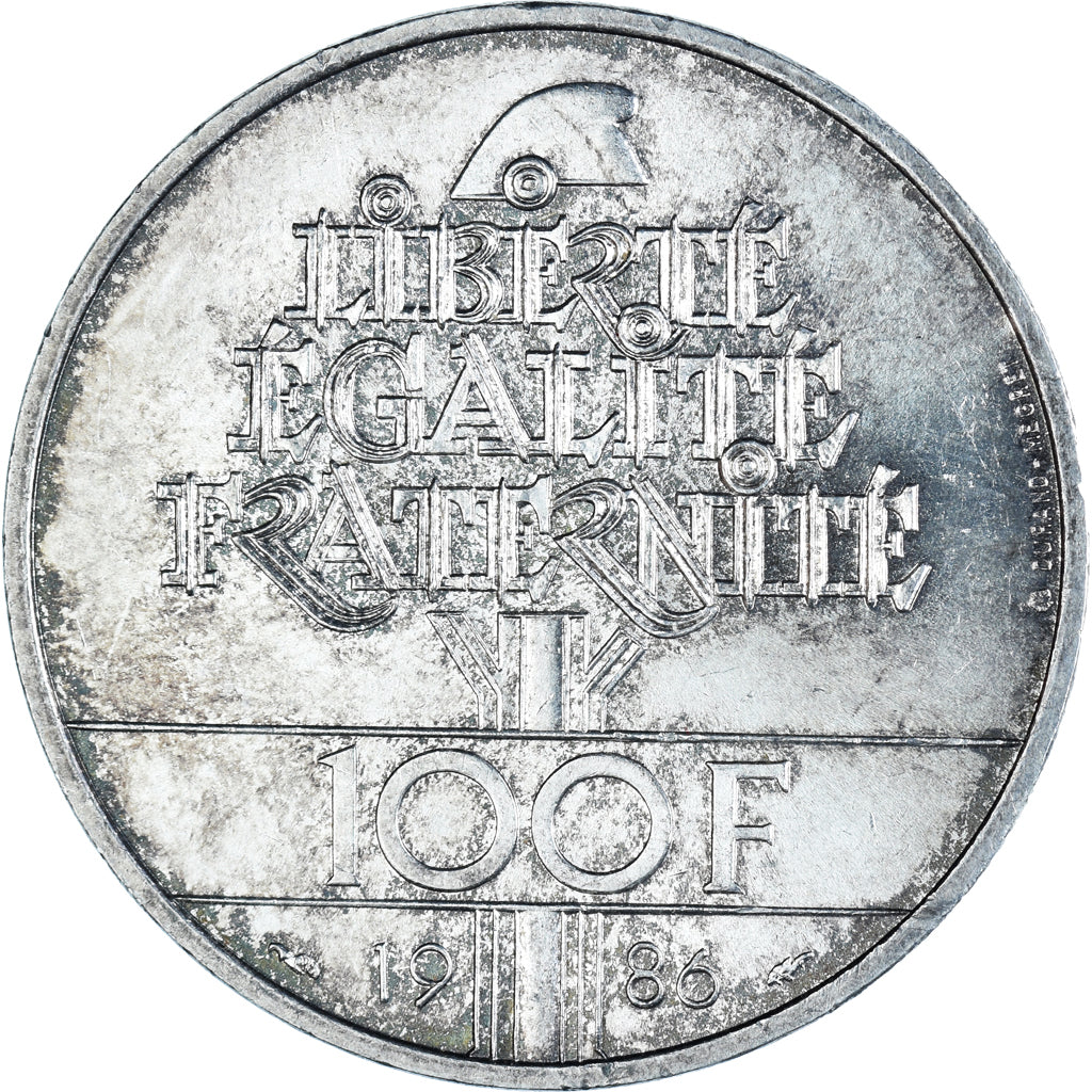 Coin, France, Statue de la Liberté, 100 Francs, 1986, MS(60-62), Silver