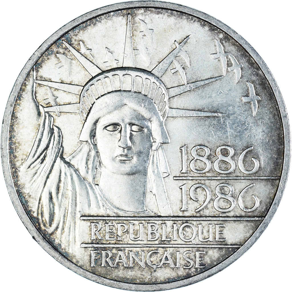 Coin, France, Statue de la Liberté, 100 Francs, 1986, MS(60-62), Silver