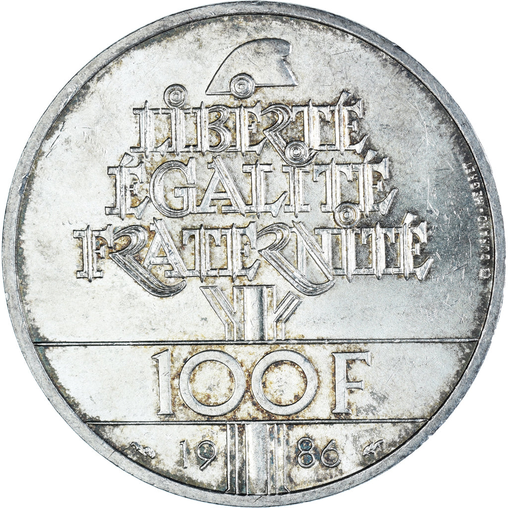 Coin, France, Statue de la Liberté, 100 Francs, 1986, MS(60-62), Silver