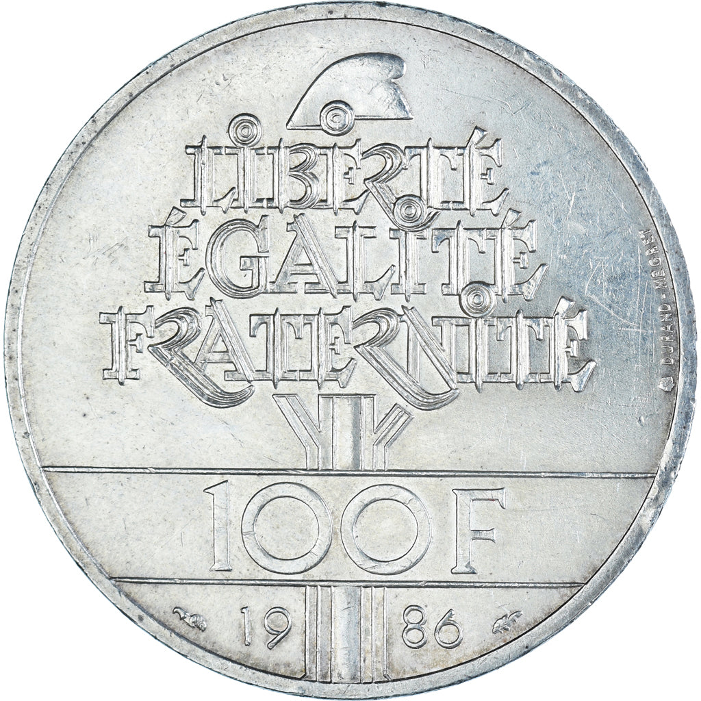 Coin, France, Statue de la Liberté, 100 Francs, 1986, MS(60-62), Silver