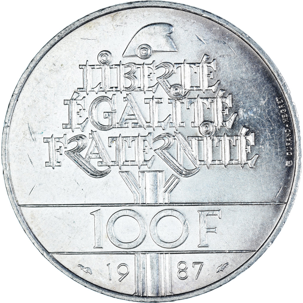 Coin, France, Lafayette, 100 Francs, 1987, AU(55-58), Silver, KM:962