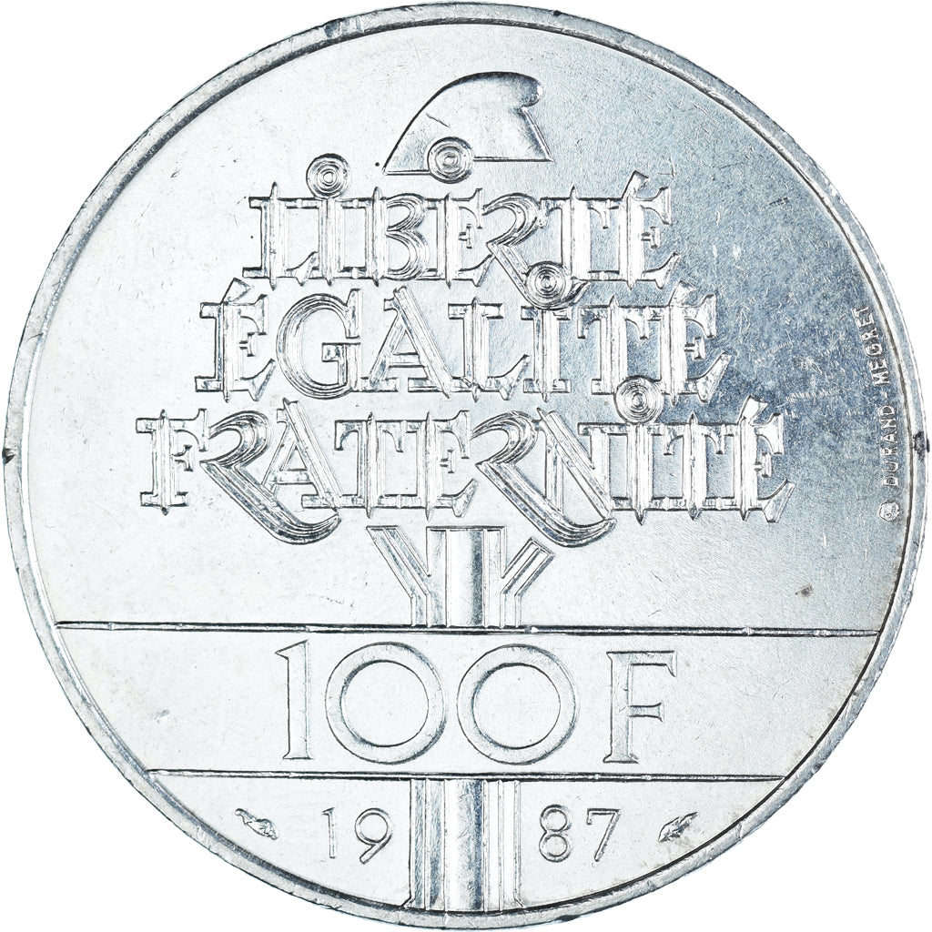 Coin, France, Lafayette, 100 Francs, 1987, AU(55-58), Silver, KM:962
