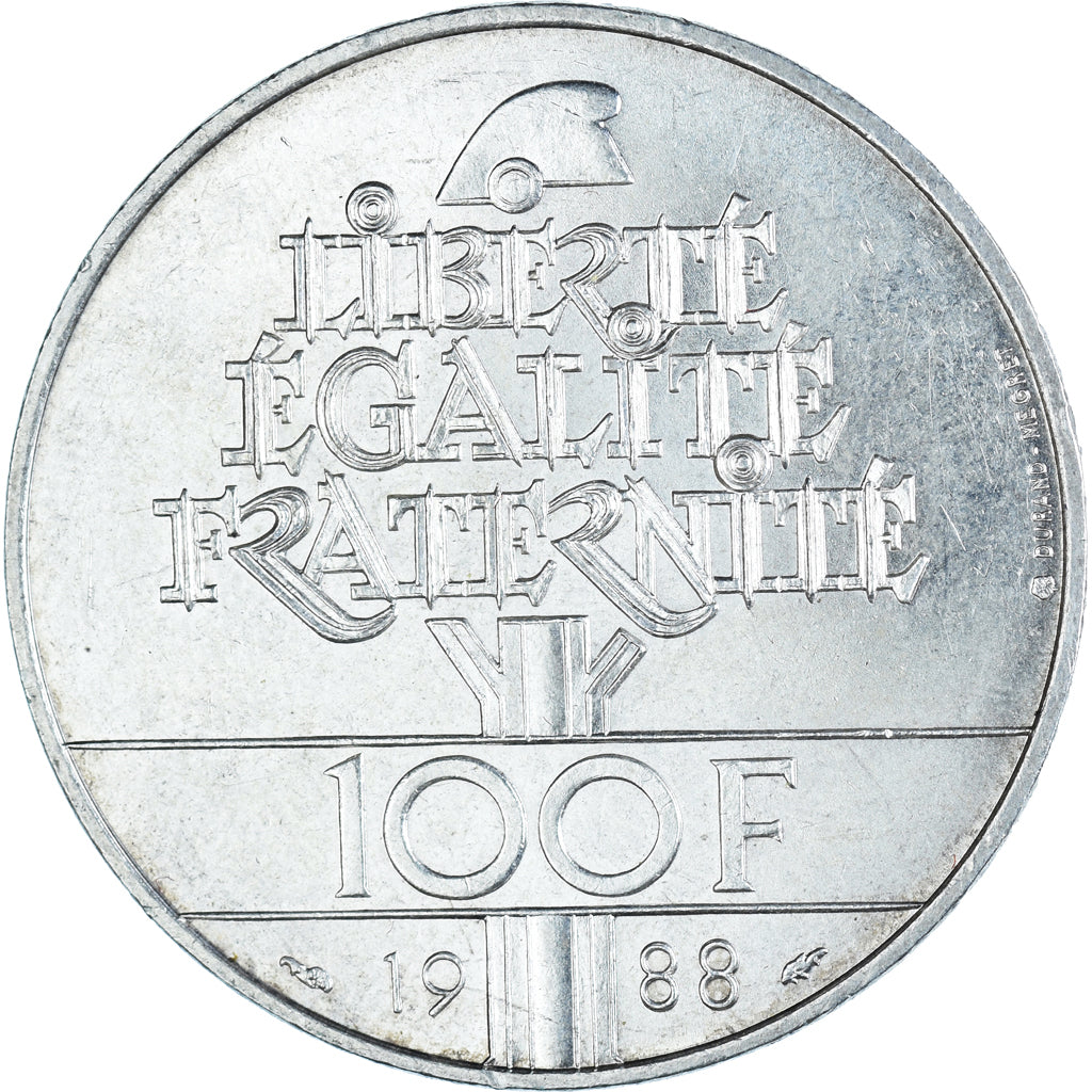 Monnaie, France, Fraternité, 100 Francs, 1988, SUP+, Argent, Gadoury:903