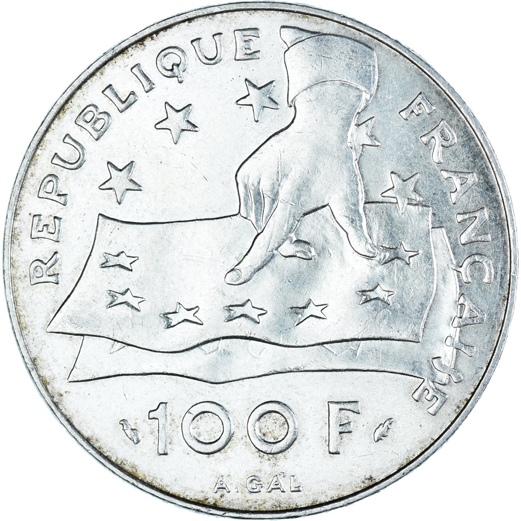 Coin, France, Descartes, 100 Francs, 1991, AU(55-58), Silver, KM:996