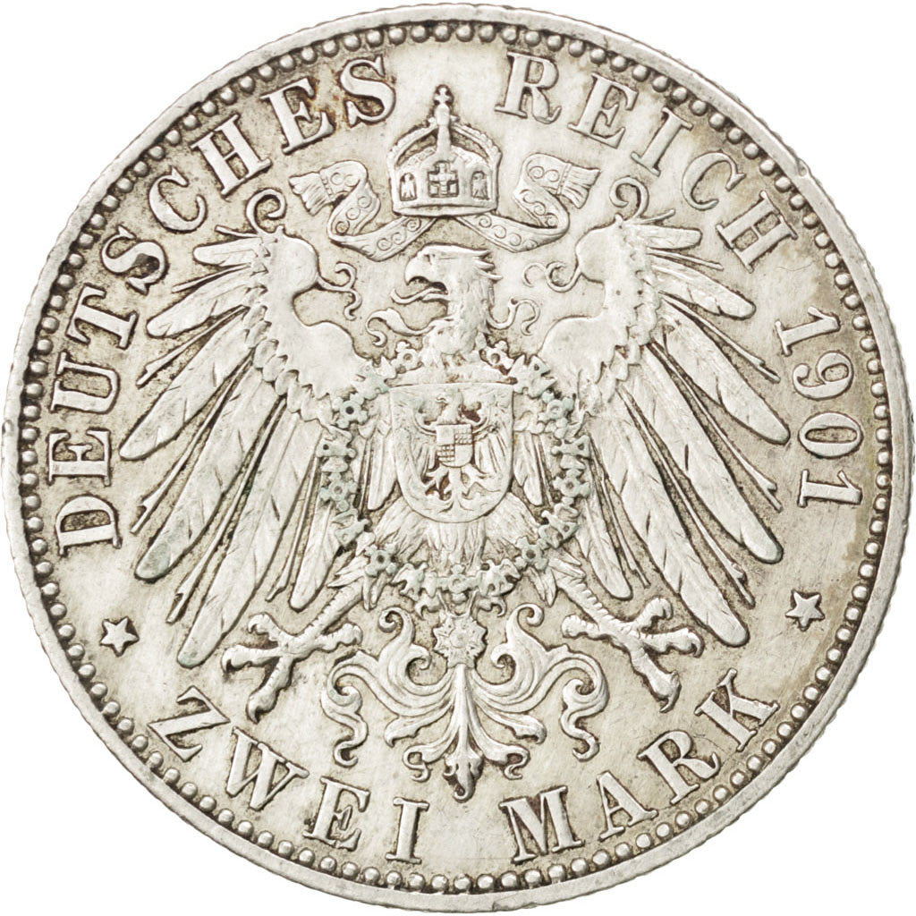 Coin, German States, PRUSSIA, Wilhelm II, 2 Mark, 1901, EF(40-45), Silver