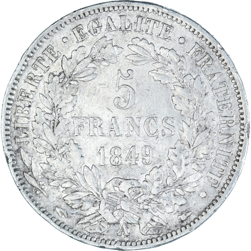 Monnaie, France, Cérès, 5 Francs, 1849, Paris, main-chien, TB+, Argent