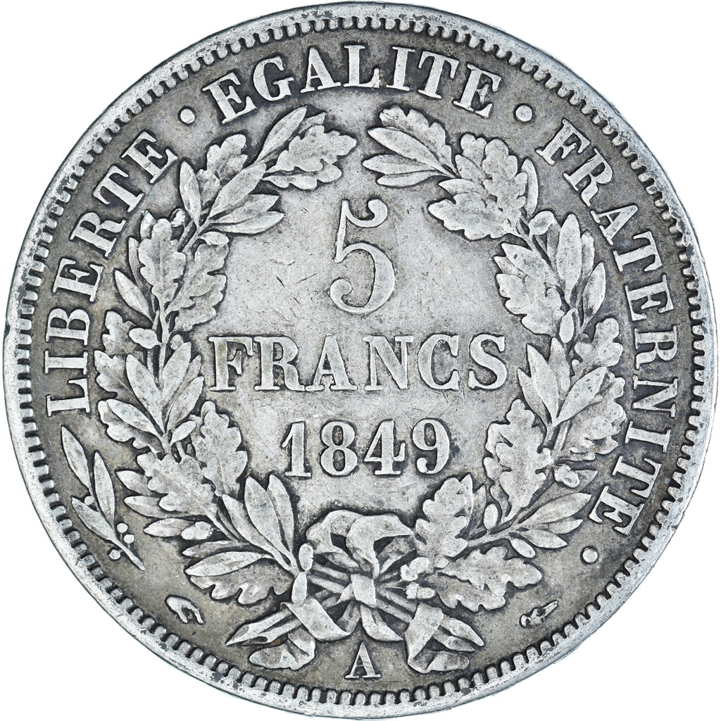 Coin, France, Cérès, 5 Francs, 1849, Paris, main-chien, VF(30-35), Silver