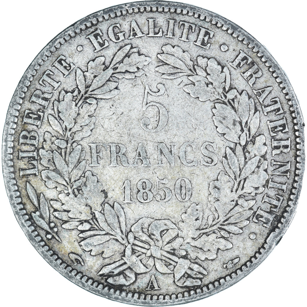 Münze, Frankreich, Cérès, 5 Francs, 1850, Paris, S, Silber, KM:761.1