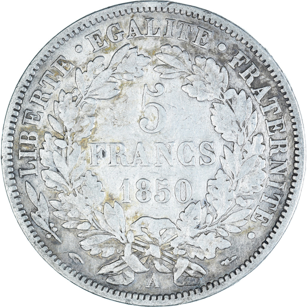Münze, Frankreich, Cérès, 5 Francs, 1850, Paris, S, Silber, KM:761.1