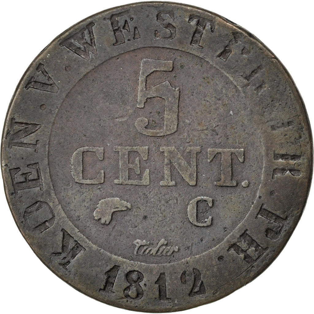 Coin, German States, WESTPHALIA, Jerome, 5 Centimes, 1812, Cassel, VF(20-25)