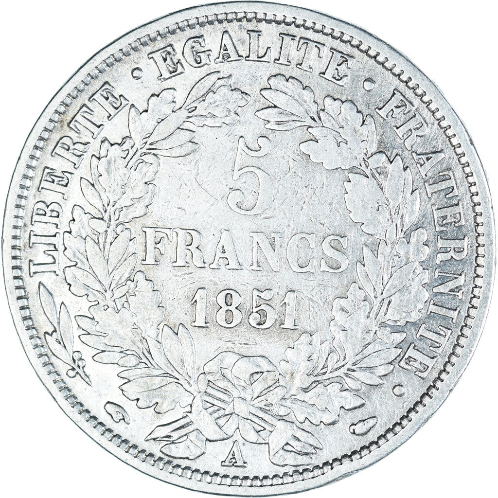 Coin, France, Cérès, 5 Francs, 1851, Paris, VF(20-25), Silver, KM:761.1