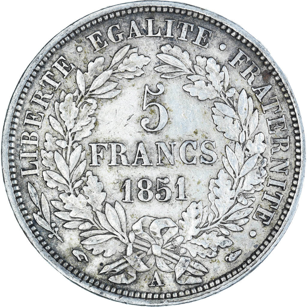 Moeda, França, Cérès, 5 Francs, 1851, Paris, EF(40-45), Prata, KM:761.1