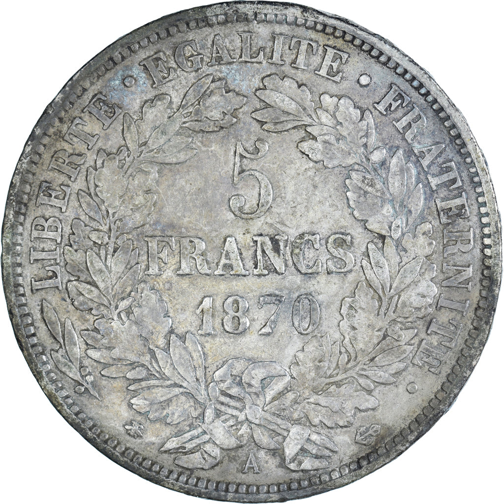Coin, France, Cérès, 5 Francs, 1870, Paris, VF(30-35), Silver, KM:818.1