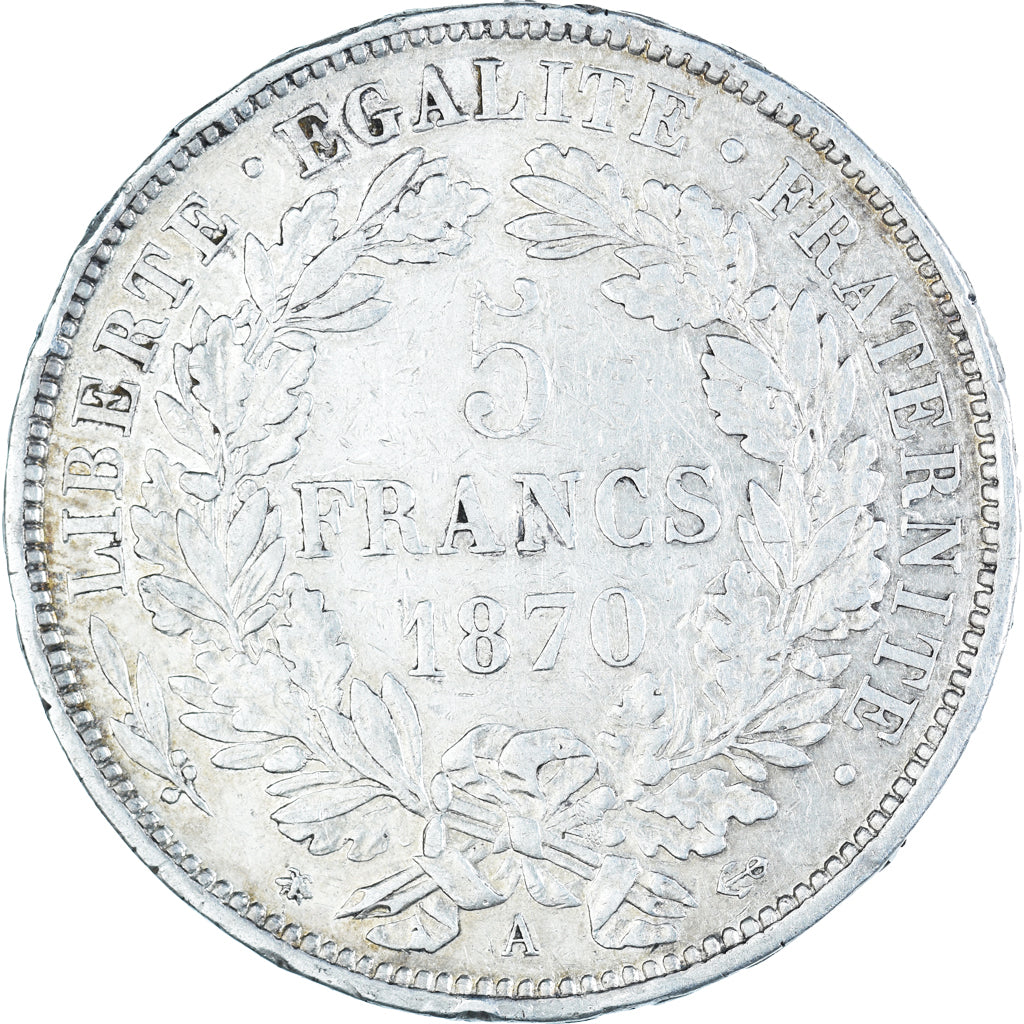 Coin, France, Cérès, 5 Francs, 1870, Paris, VF(30-35), Silver, KM:818.1