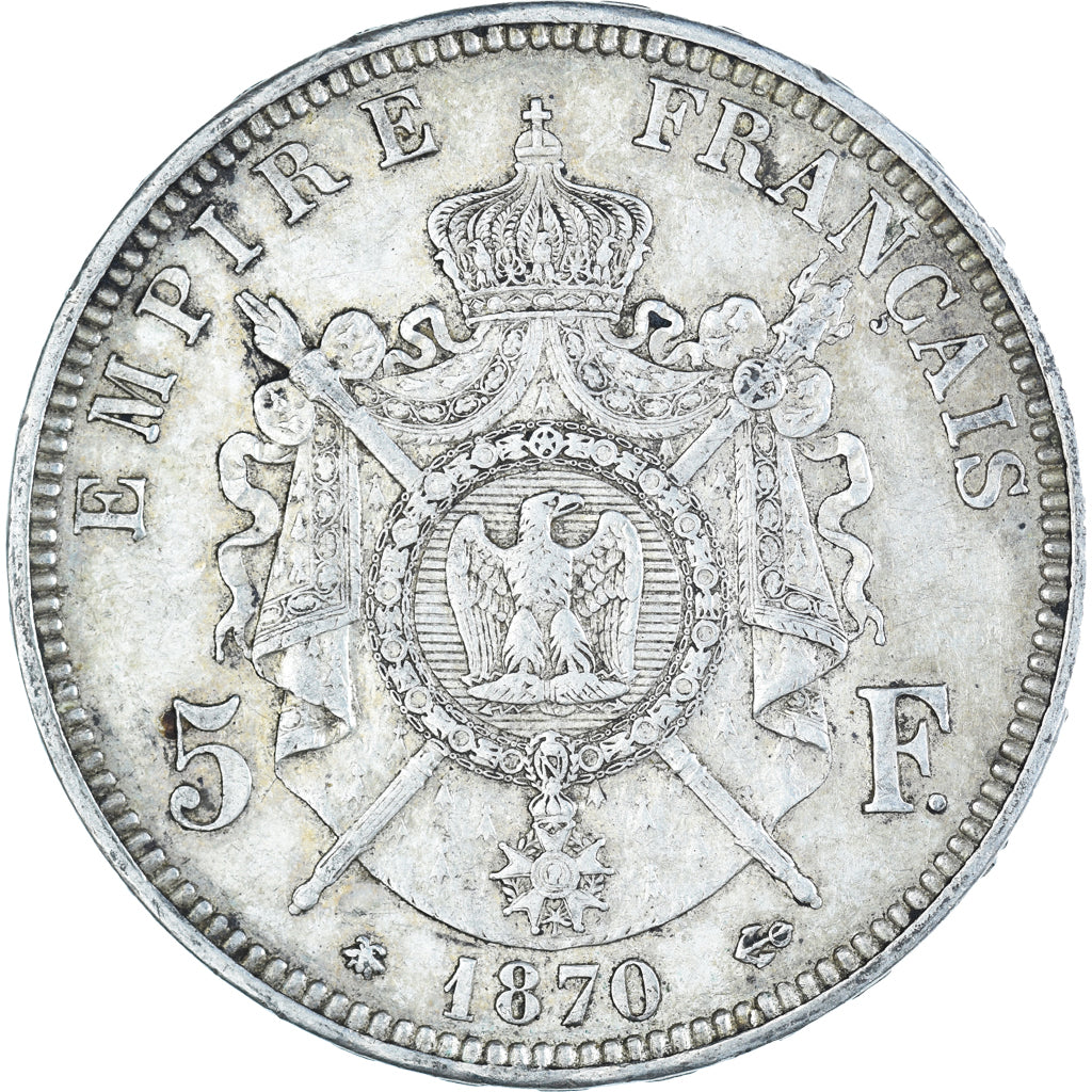 Monnaie, France, Napoleon III, 5 Francs, 1870, Paris, TTB, Argent, KM:799.1
