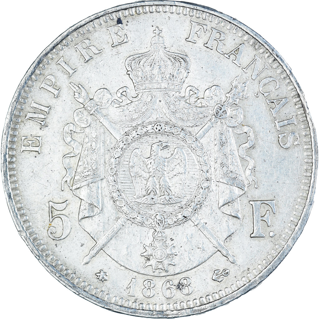 Coin, France, Napoleon III, 5 Francs, 1868, Paris, AU(50-53), Silver, KM:799.1