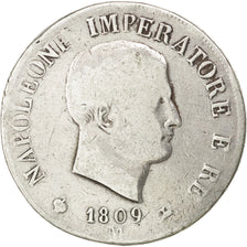 ITALIAN STATES, 5 Lire, 1809, Milan, KM #10.1, F(12-15), Silver, 24.51