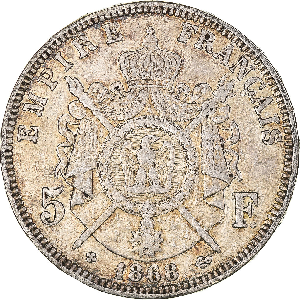 Coin, France, Napoleon III, 5 Francs, 1868, Strasbourg, VF(20-25), Silver
