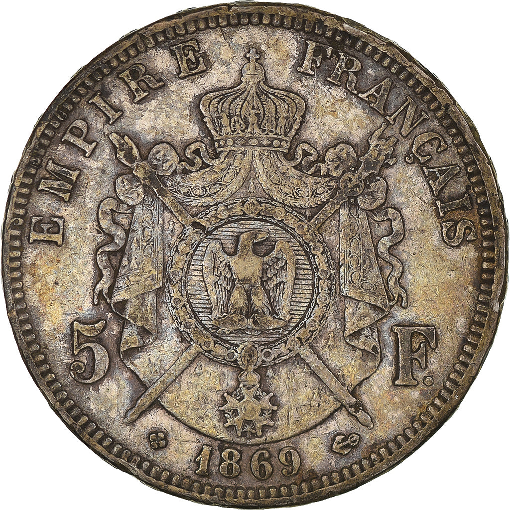 Coin, France, Napoléon III, 5 Francs, 1869, Strasbourg, VF(30-35), Silver