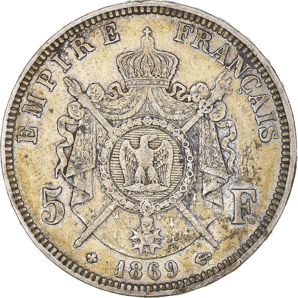 Coin, France, Napoléon III, 5 Francs, 1869, Strasbourg, VF(30-35), Silver