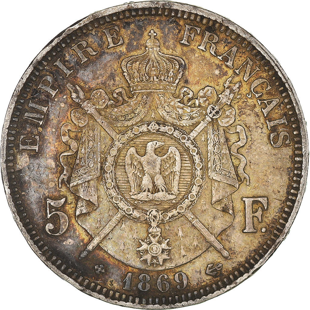 Coin, France, Napoléon III, 5 Francs, 1869, Strasbourg, VF(30-35), Silver