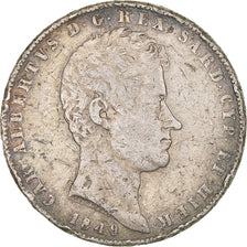 Monnaie, États italiens, SARDINIA, Carlo Alberto, 5 Lire, 1849, Genoa, B+