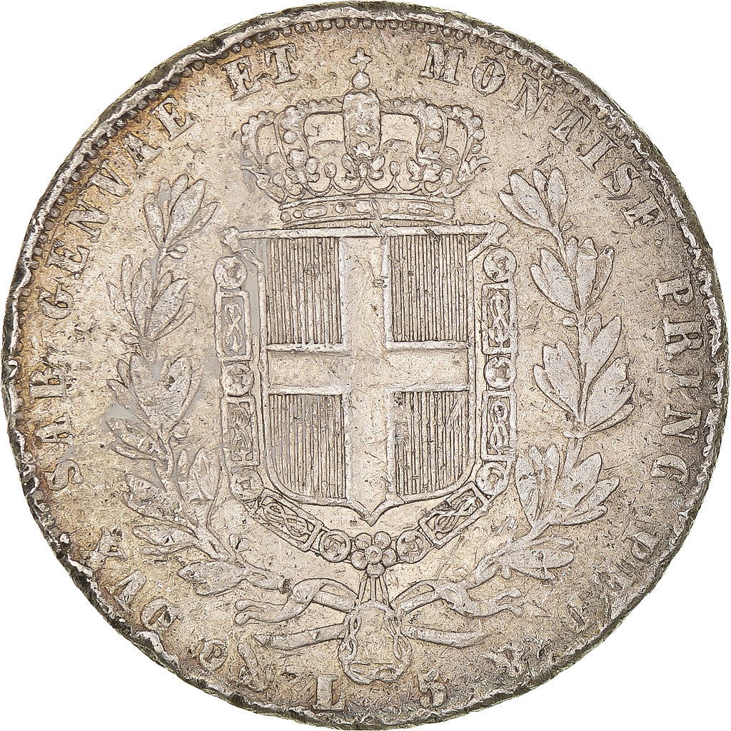 Monnaie, États italiens, SARDINIA, Carlo Alberto, 5 Lire, 1849, Genoa, B+