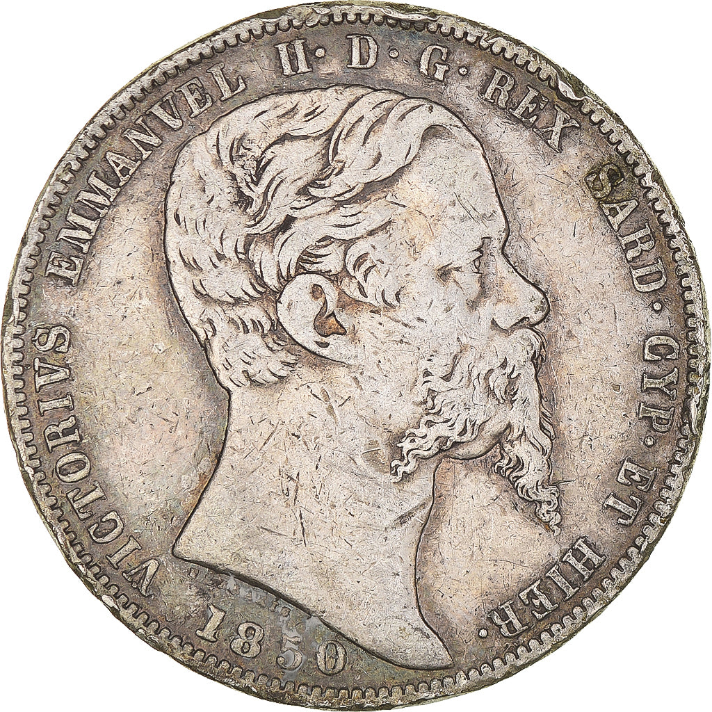 Moneta, STATI ITALIANI, SARDINIA, Vittorio Emanuele II, 5 Lire, 1850, Genoa, MB