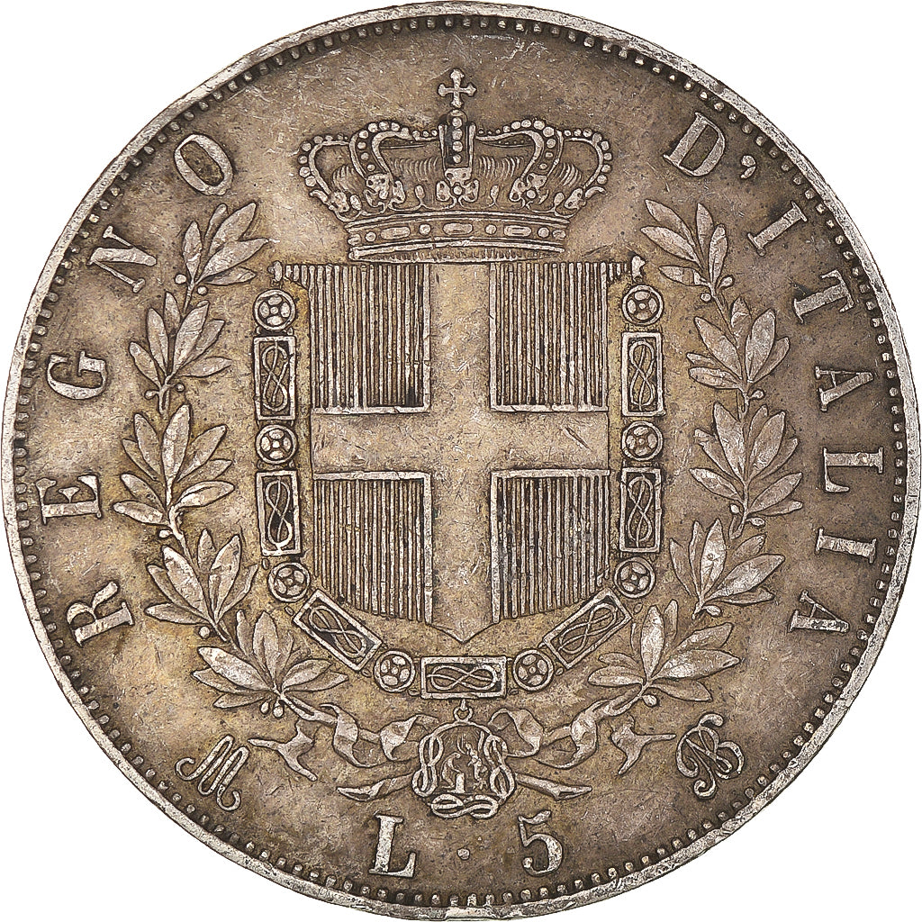 Coin, Italy, Vittorio Emanuele II, 5 Lire, 1871, Milan, EF(40-45), Silver