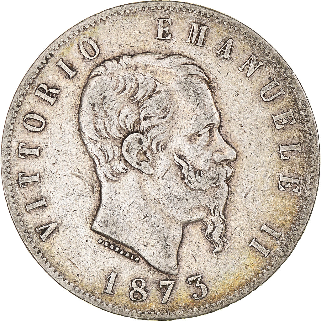 Coin, Italy, Vittorio Emanuele II, 5 Lire, 1873, Milan, VF(30-35), Silver