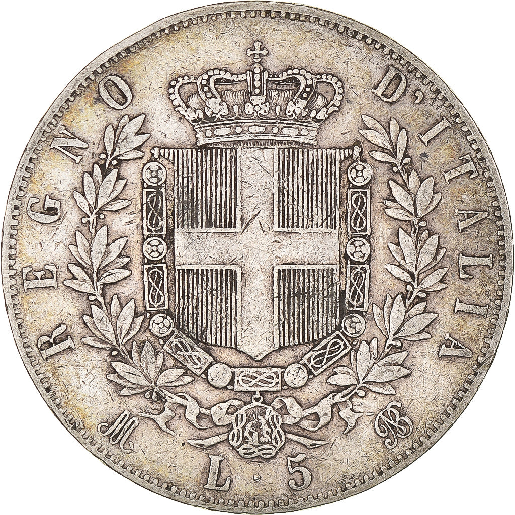 Coin, Italy, Vittorio Emanuele II, 5 Lire, 1873, Milan, VF(30-35), Silver