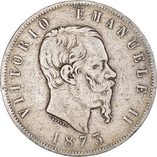 Coin, Italy, Vittorio Emanuele II, 5 Lire, 1873, Milan, VF(30-35), Silver